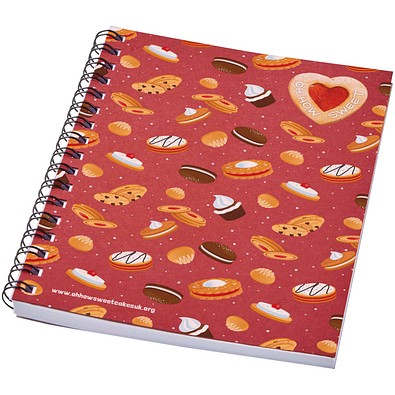 Desk-Mate® A6 farbiges recyceltes Notizbuch mit Spiralbindung, rot