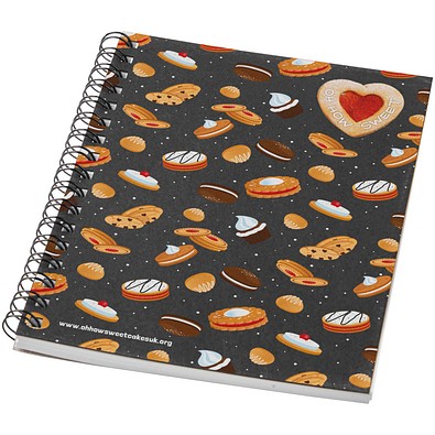 Desk-Mate® A6 farbiges recyceltes Notizbuch mit Spiralbindung, schwarz