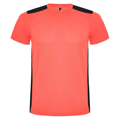 Detroit Sport T-Shirt für Kinder, Fluor Coral / schwarz, 16
