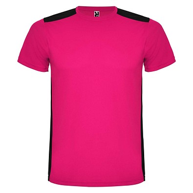 Detroit T-Shirt Unisex aus recyceltem Material, fuchsia / schwarz, 2XL