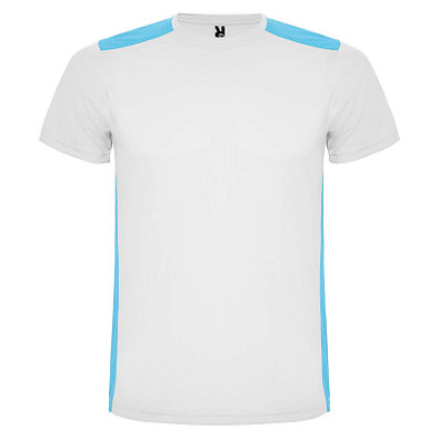 Detroit T-Shirt Unisex aus recyceltem Material, weiß / türkis, M