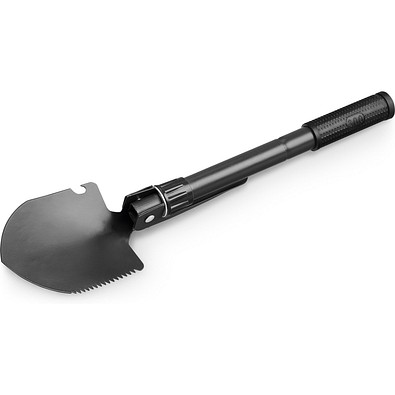 DIG. Faltbare Schaufel aus Metall mit Kompass, Schwarz