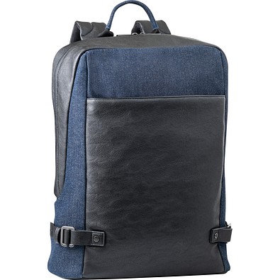 DIVERGENT BACKPACK I. Laptop-Rucksack bis zu 15.6'' aus Denim und PU, Dunkelblau