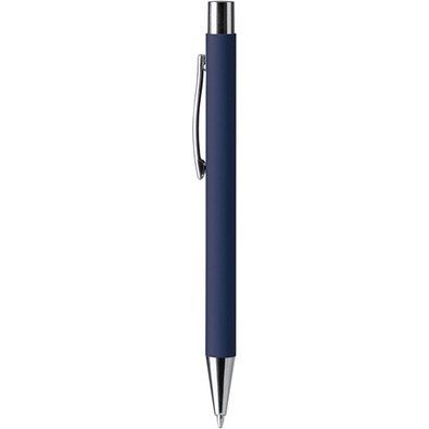 LANCE® Softtouch Metallkugelschreiber Abu-Dhabi, Beschläge silber glänzend, blaue Mine, dunkelblau