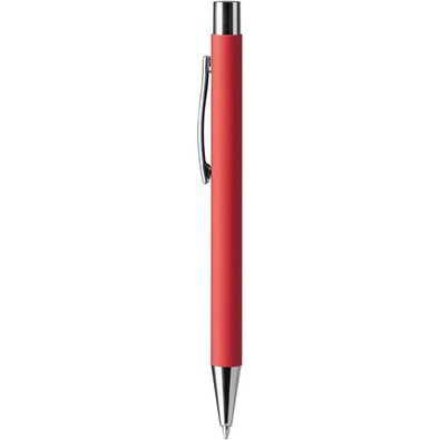 LANCE® Softtouch Metallkugelschreiber Abu-Dhabi, Beschläge silber glänzend, blaue Mine, rot