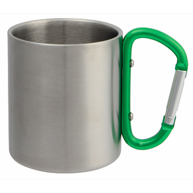 Edelstahl Becher Hiking Day, ca. 200 ml, silber/grün
