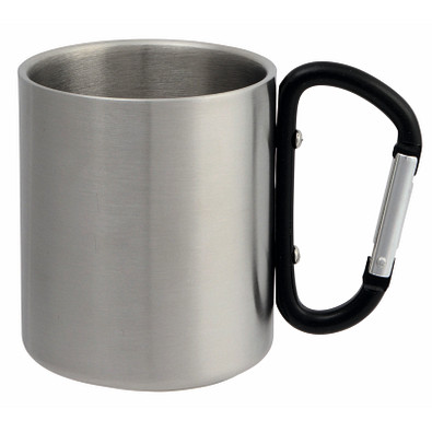Edelstahl Becher Hiking Day, ca. 200 ml, silber/schwarz