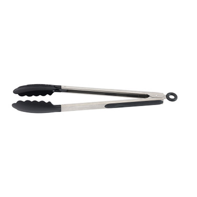 Edelstahl-Grillzange GRIP,schwarz, silber