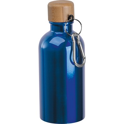 Edelstahltrinkflasche mit Karabiner, 400ml, blau