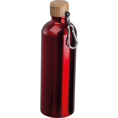 Edelstahltrinkflasche mit Karabiner, 750ml, rot
