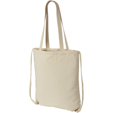 Eliza 240 g/m² Baumwoll-Kordelzug-Rucksack, natur