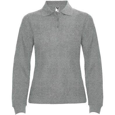 Estrella Langarm Poloshirt für Damen, Marl Grey, 2XL