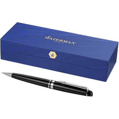WATERMAN Drehkugelschreiber Expert, blaue Mine, schwarz,silber