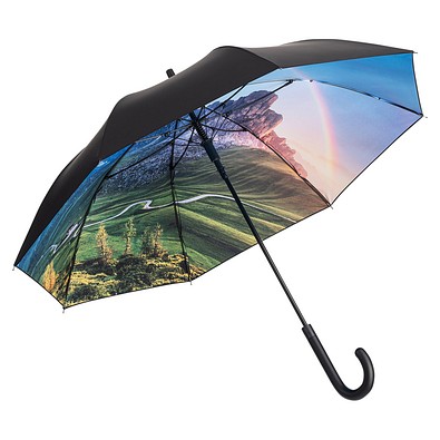 FARE® AC-Stockschirm Nature, schwarz/Berg-Design