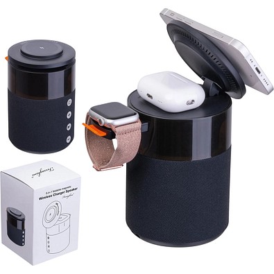 Ferraghini 5 in 1 Lautsprecher mit Wireless Charger RILEY, schwarz