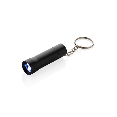 Flash Schlüsselanhänger-Taschenlampe aus RCS rec. Aluminium, schwarz