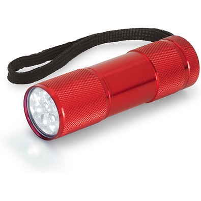 FLASHY. Taschenlampe aus Aluminium mit 9-LEDs, Rot