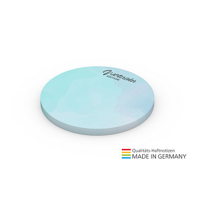 Geiger-Notes Haftnotiz Form aus 72 x 72 mm green+blue, inkl. Druck, Kreis