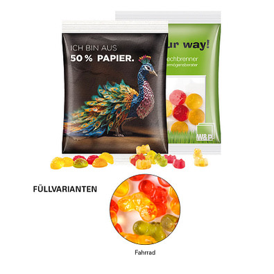 Trolli Fruchtgummi Maxitüte, 50 g, Fahrrad, inkl. Druck, Folie mit Papieranteil