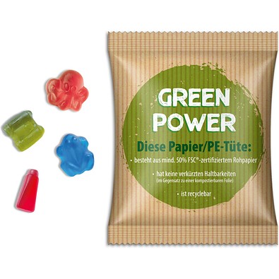 Fruchtgummi Sonderformen, 10 g, Verbundfolie weiß, inkl. Druck