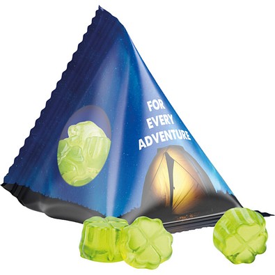 Fruchtgummi Tetraeder, Folie transparent, Trolli Fruchtgummi Kleeblatt, inkl. Druck