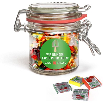 Fruchtkaramellen im Nostalgie Glas, 50 g, ohne Etikett