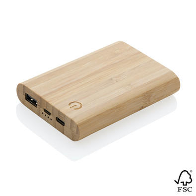 Zertifizierte 5.000mAh Bambus-Powerbank, braun