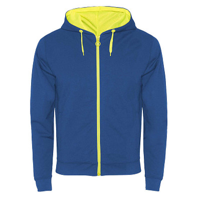 Fuji Kaputzensweatjacke Unisex, royalblau / Fluor Yellow, 2XL