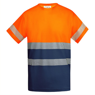 Funktionsshirt Tauri mit kurzen Ärmeln, M, navy/fluor orange