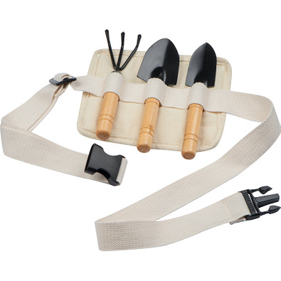 Gartengeräteset in einem Gürtel, beige