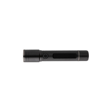 Gear X Taschenlampe aus RCS recycelt. Aluminium mit USB-Akku, schwarz