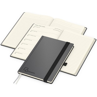 Geiger-Notes Buchkalender Vision-Hybrid A5 Creme Bestseller, anthrazit, inkl. Prägung schwarz