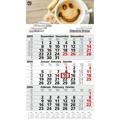 Geiger-Notes Monatskalender Primus 3 Post A Bestseller, inkl. Druck, hellgrau