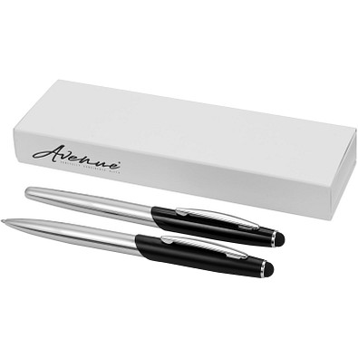 Geneva Schreibset, blaue Mine, silber,schwarz