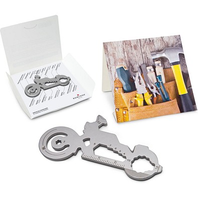 Geschenkartikel: ROMINOX® Key Tool Motorbike / Motorrad (21 Funktionen) im Motiv-Mäppchen Werkzeug, silber