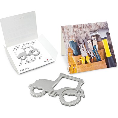 Geschenkartikel: ROMINOX® Key Tool Tractor/Traktor (18 Funktionen) im Motiv-Mäppchen Werkzeug, silber