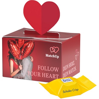 Geschenkbox Mini Herz, Ritter SPORT Schokowürfel Schoko Crisp, inkl. Druck