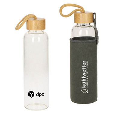 Glasflasche mit Hülle Bamboo, 550 ml, transparent Glasflasche mit Hülle Bamboo, 550 ml, transparent