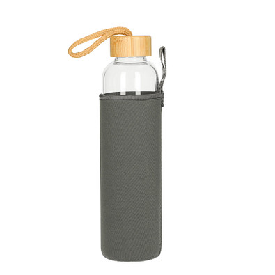 Glasflasche Bamboo mit Hülle, 750 ml, transparent