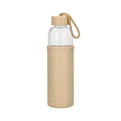 Glasflasche mit Hülle Natural, 0,7l, transparent