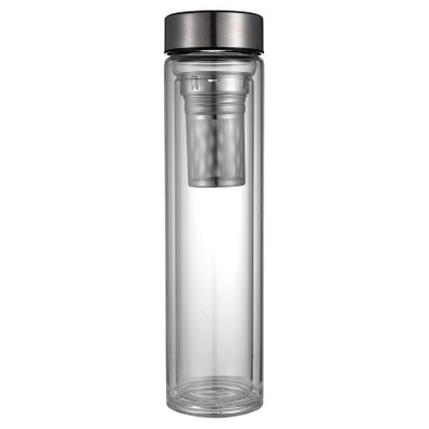 Glasflasche mit Teesieb, 400 ml, doppelwandig
