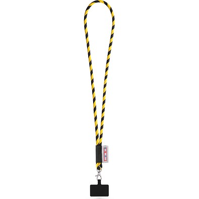 GOSPORT. SET Lanyard TUBE Long (Ø 7 mm) mit 9 mm Auslösekarabiner und Handyhalterung, Schwarz/Gelb
