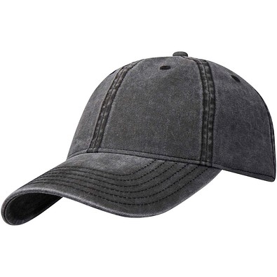 Grafton Kappe mit 6 Segmenten washed, schwarz