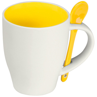 Porzellantasse mit Löffel, 250 ml, gelb