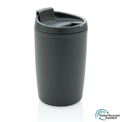 GRS recycelter PP-Becher mit Flip-Deckel, anthrazit