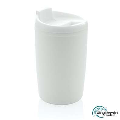 GRS recycelter PP-Becher mit Flip-Deckel, weiß