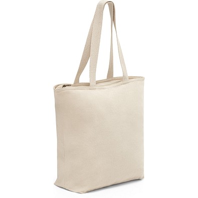HACKNEY. Tragetasche aus 100% Baumwolle mit Verschluss (280 g/m²), Naturhell