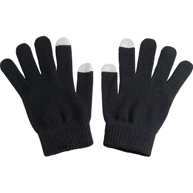Handschuhe aus Acryl mit 2 Touch-Spitzen, schwarz