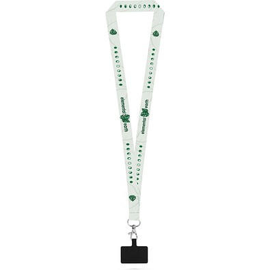 HARLOW. SET Lanyard SUBLIMATION Long II (20 mm) mit 20 mm Auslösekarabiner und Handyhalterung, 301 - Weiß
