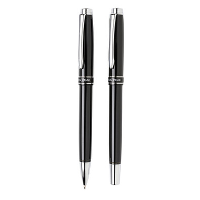 SWISS PEAK® Schreibset Heritage, blaue Mine, schwarz/silber